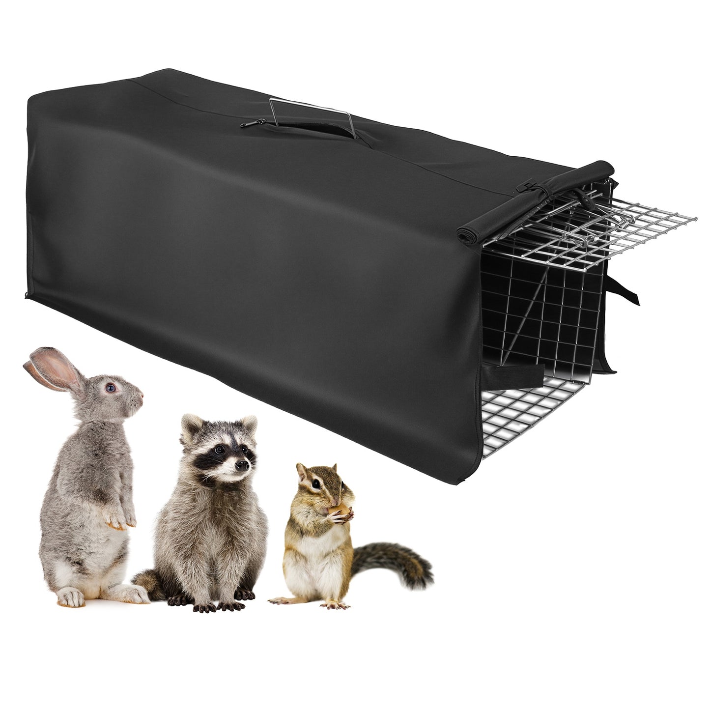Live Animal Trap Cage 31" Folding with Waterproof Cover