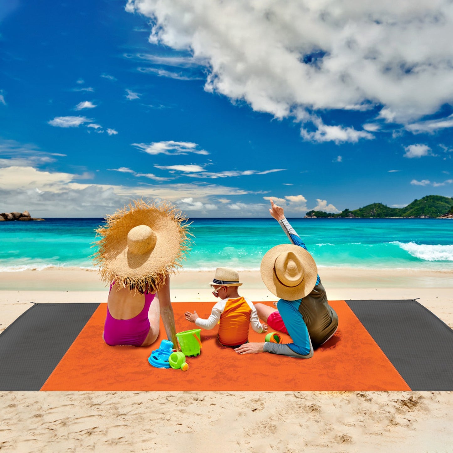 Sand Proof Picnic Blanket with Anchors and Carry Bag