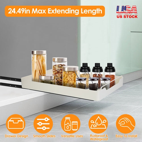 Pull Out Cabinet Organizer with Adhesive Slides - 11.93"W