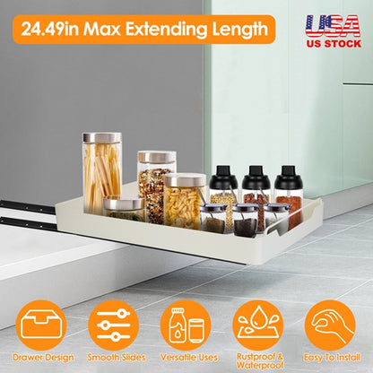 Pull Out Cabinet Organizer with Adhesive Slides - 11.93"W