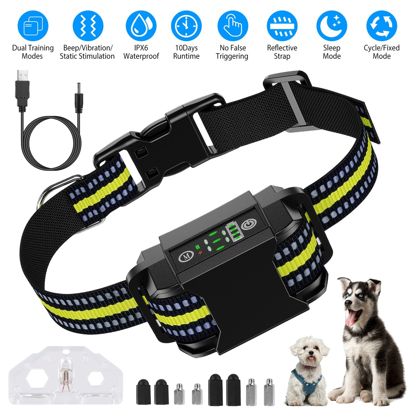 Rechargeable Dog Bark Collar with Smart Detection & 6 Levels
