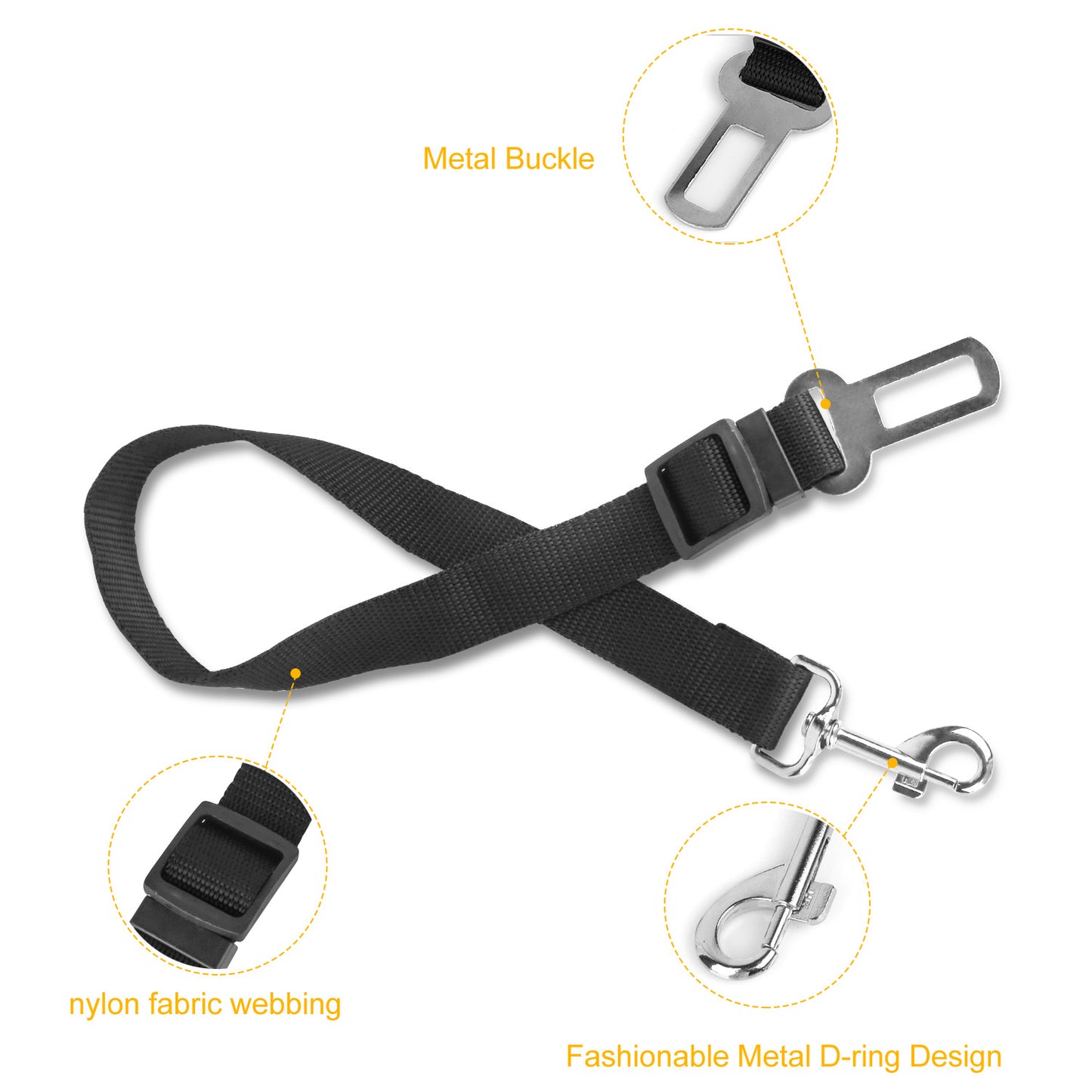 Dog Seat Belt Leash 2-Pack Adjustable Car Safety Harness