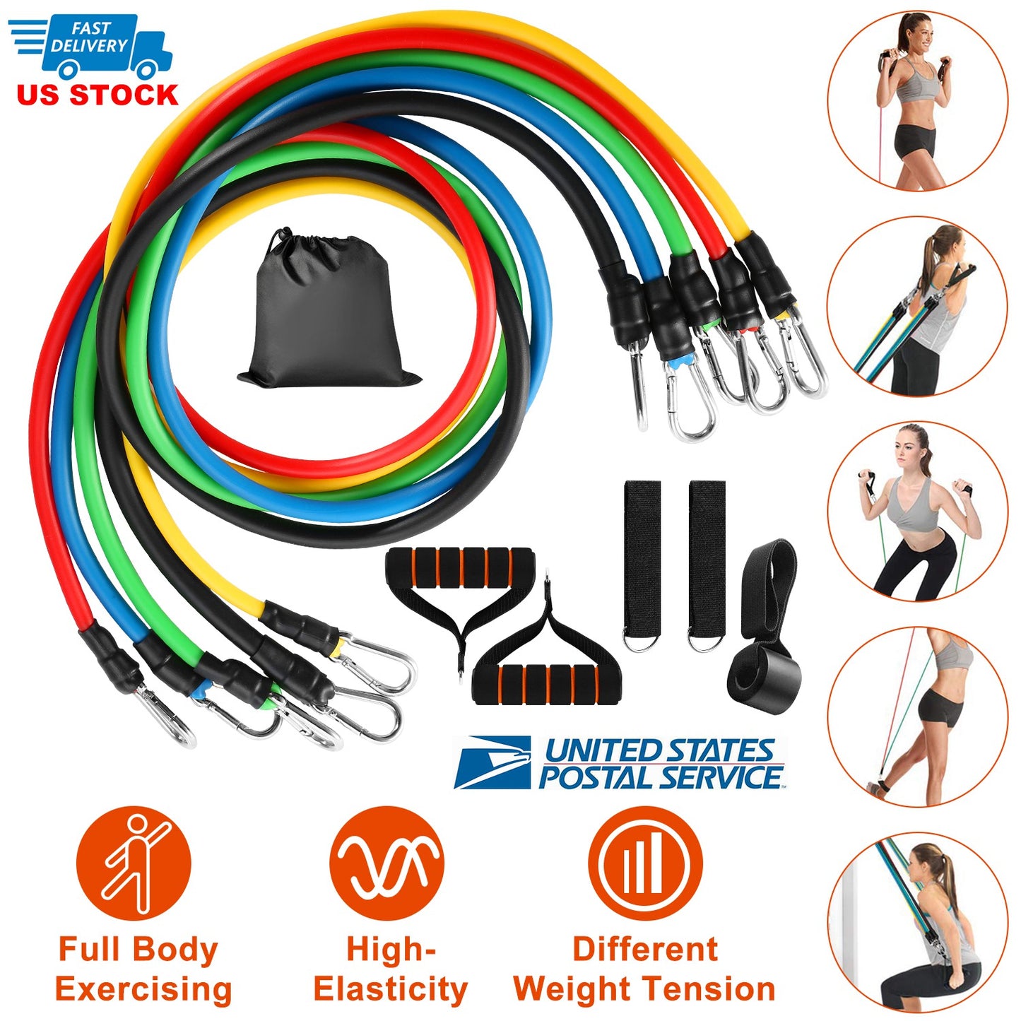Resistance Bands Set 11-Piece with Door Anchor and Handles