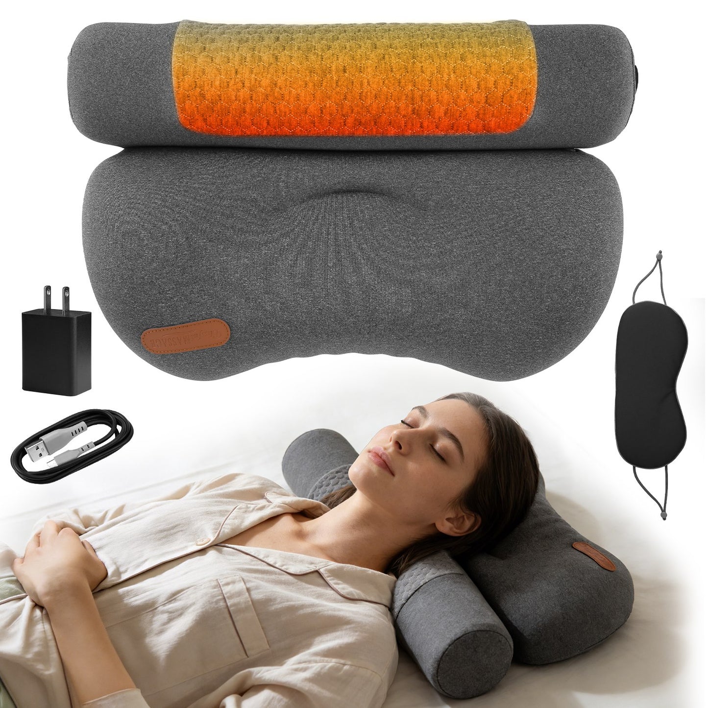 Heated Memory Foam Neck Pillow with 3-Level Heat Therapy