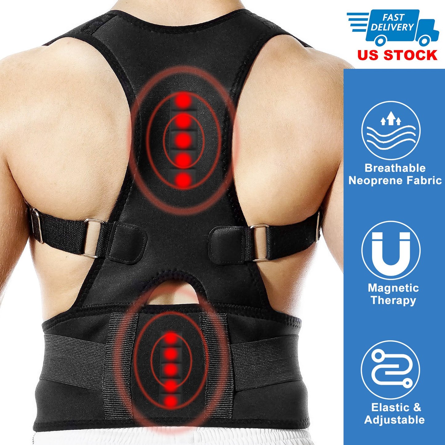 Magnetic Posture Corrector Back Brace with Lumbar Support