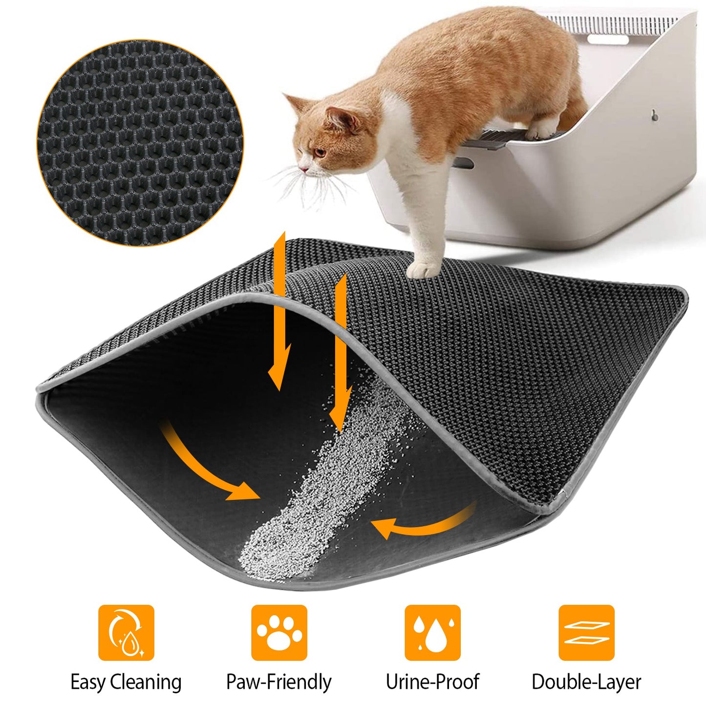 Double Layer Cat Litter Mat with Honeycomb Design