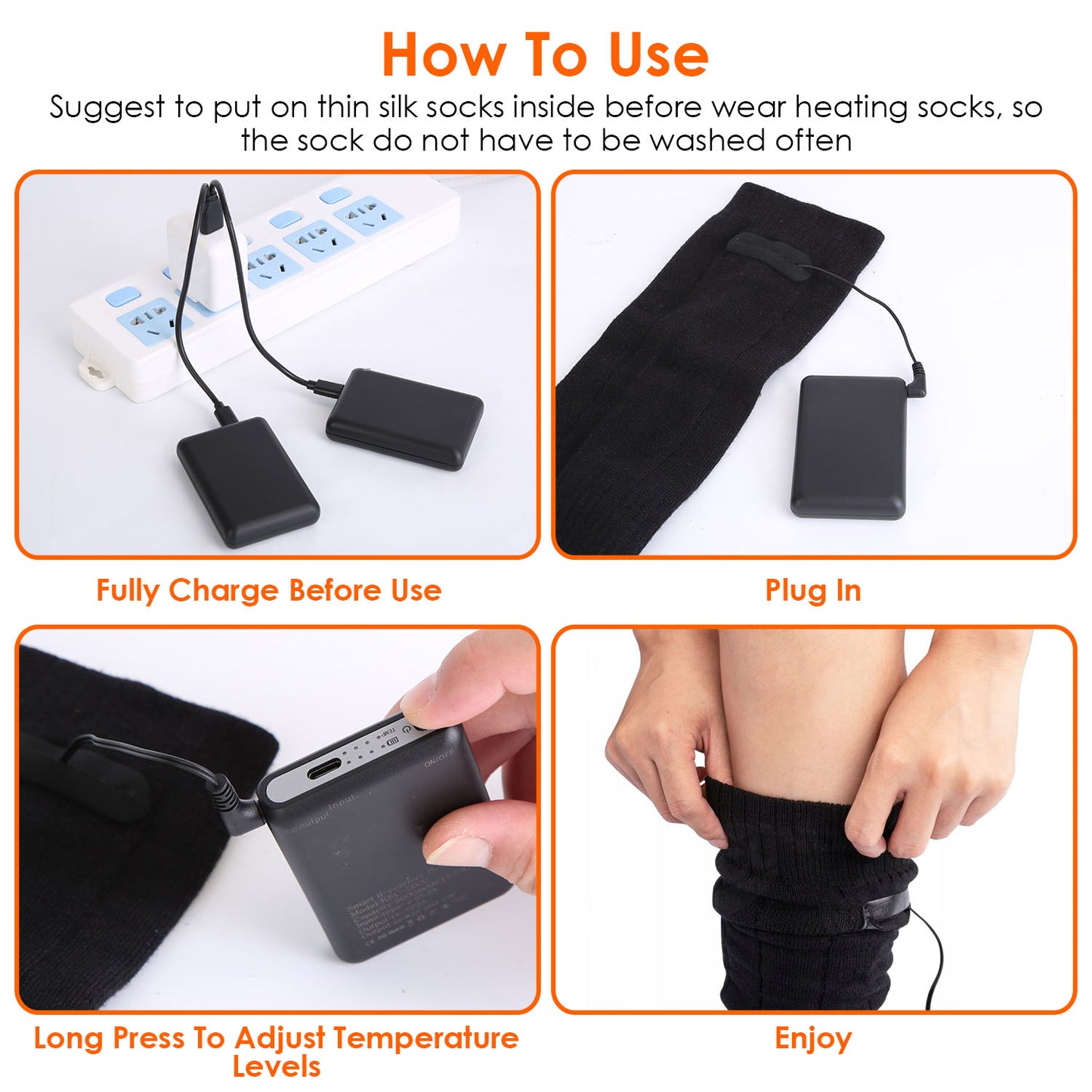 Rechargeable Heated Socks with 4 Temperature Levels