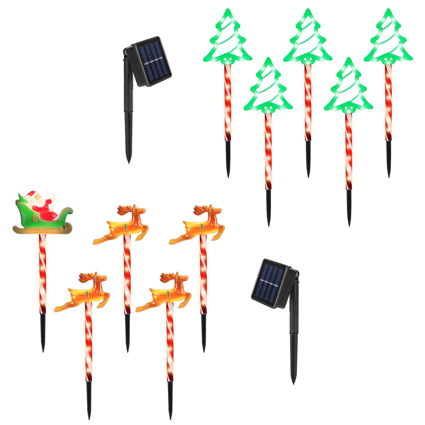 Solar Christmas Pathway Lights 5-Pack with 8 Lighting Modes