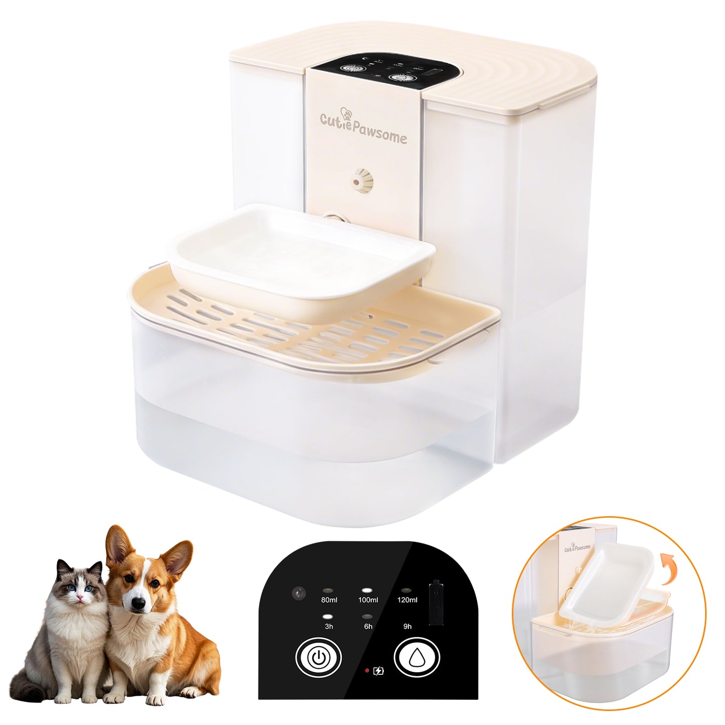 Automatic Pet Water Fountain 4.5L Cordless Rechargeable Dispenser