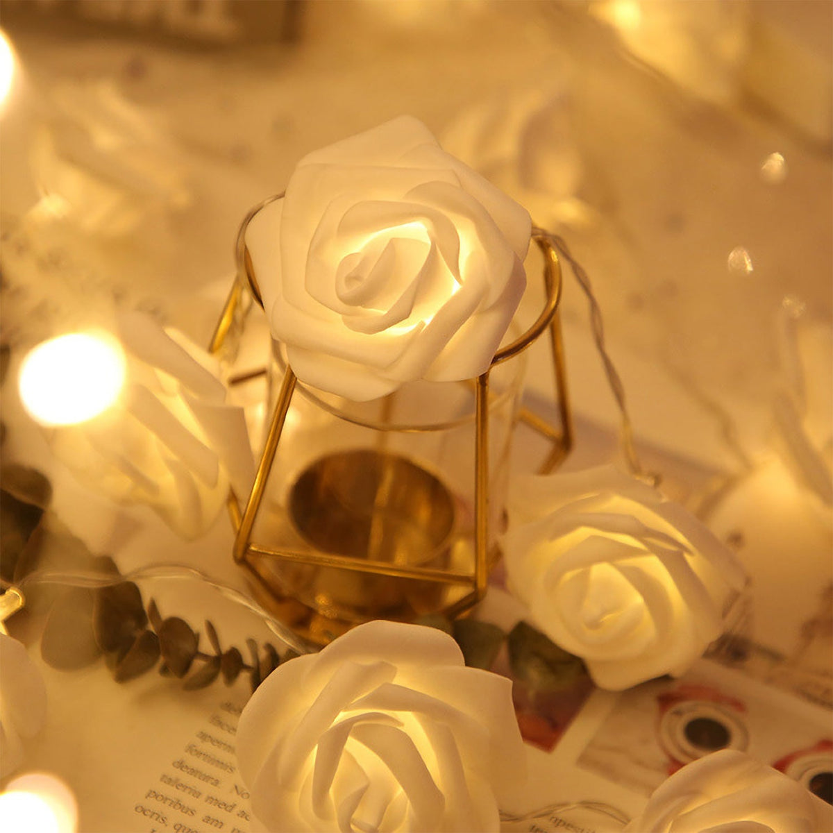 40 LEDs Rose Flower String Lights 10ft/3m Battery Operated Decorative Lights for Anniversary Valentine\'s Wedding Bedroom