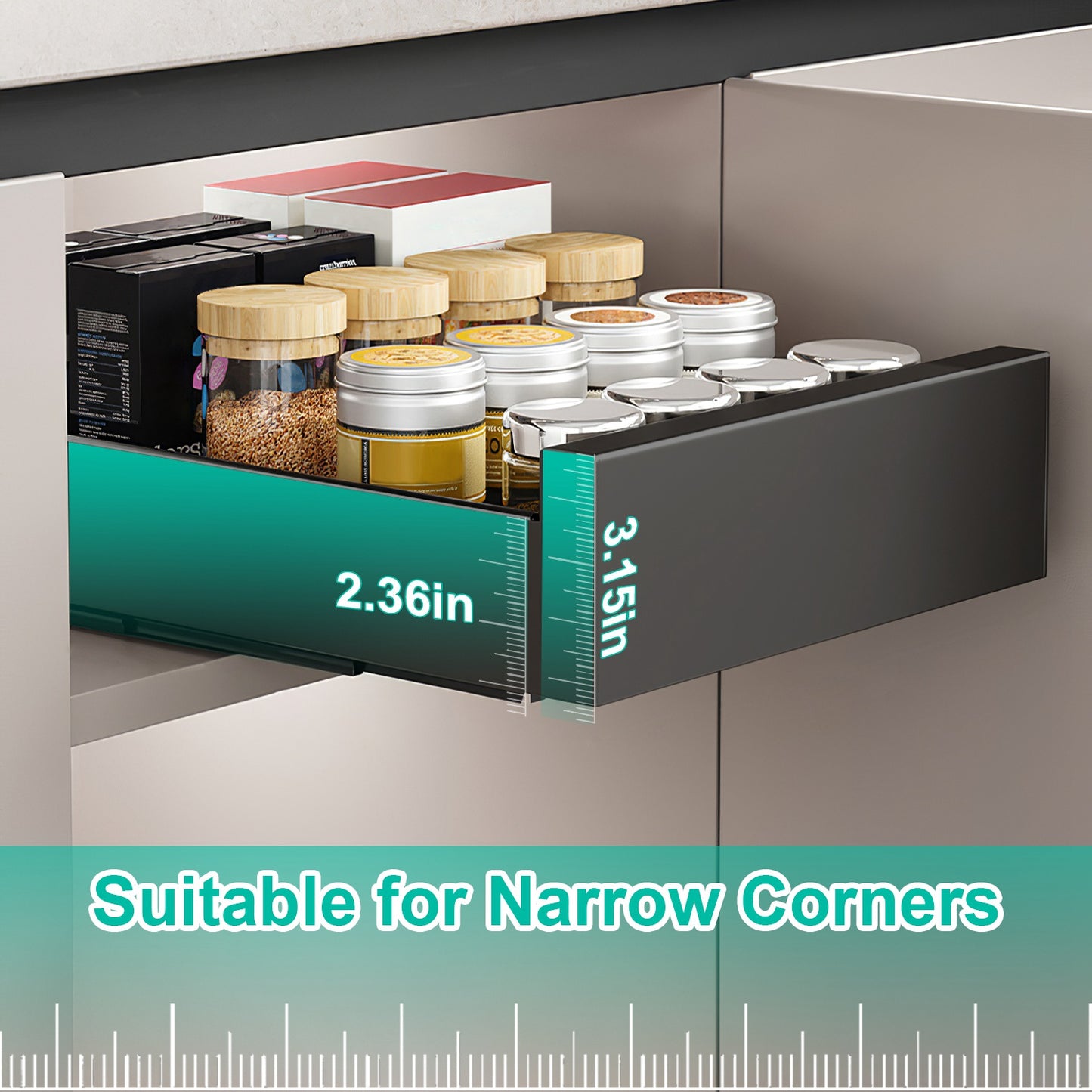Pull Out Cabinet Organizer with Smooth Slide Rails - 11.8"