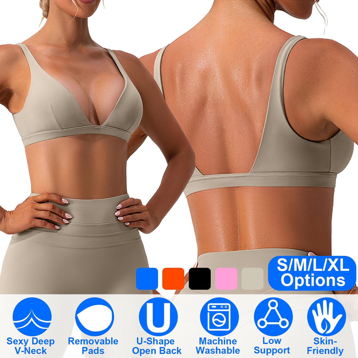 Women Deep V-Neck Sports Bras