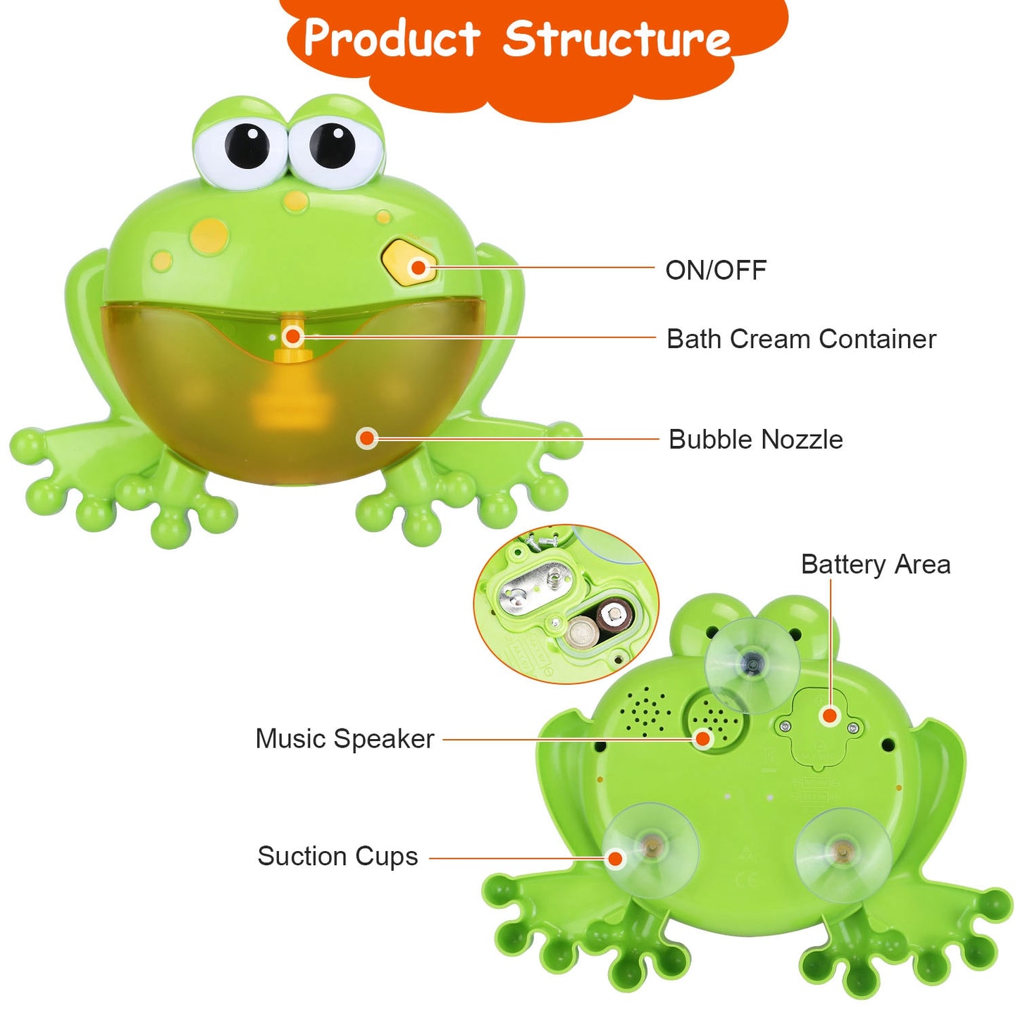 Musical Bubble Bath Maker Toy with Suction Cups for Toddlers