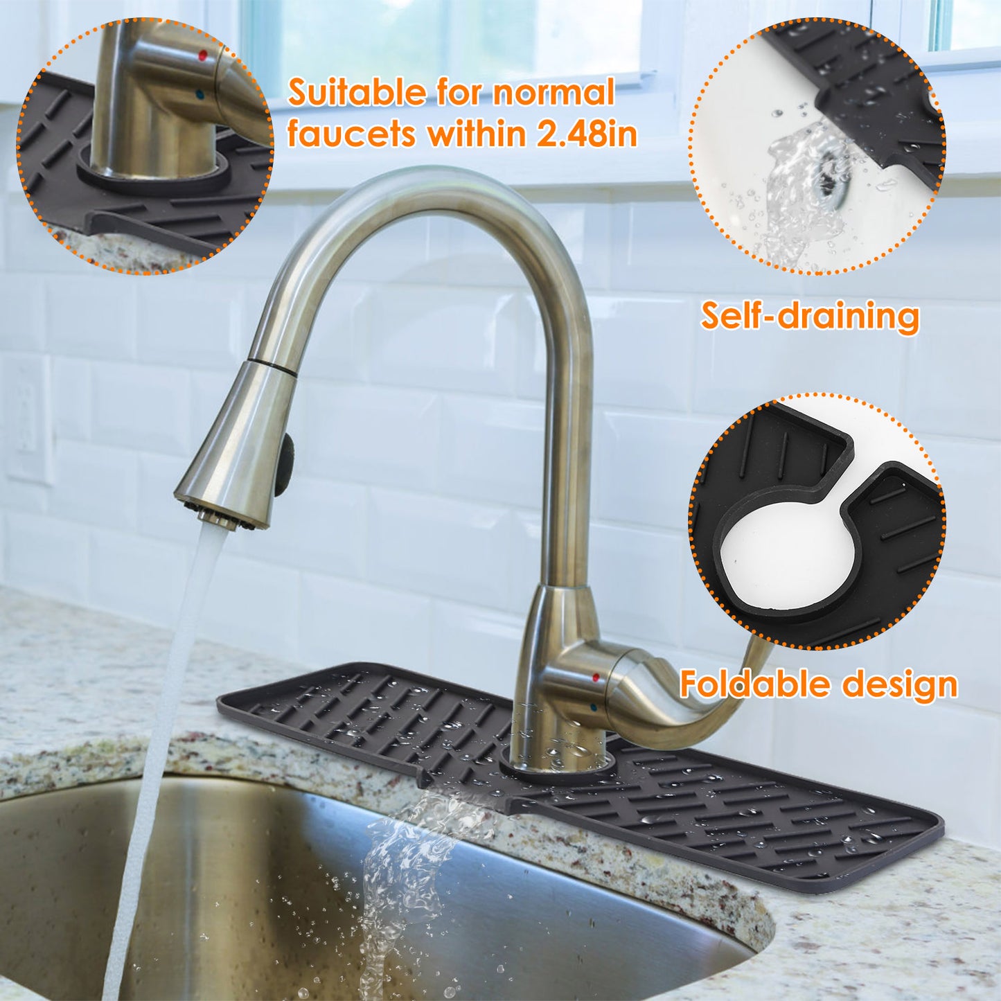 Silicone Faucet Mat for Kitchen Sink Splash Guard