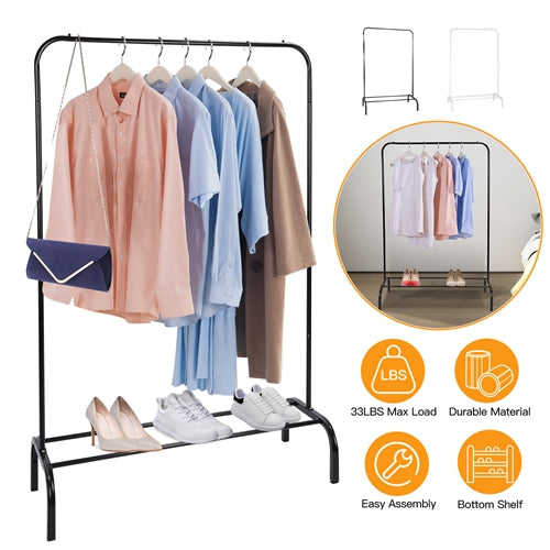 Freestanding Garment Rack with Bottom Shelf - 33 lbs Capacity