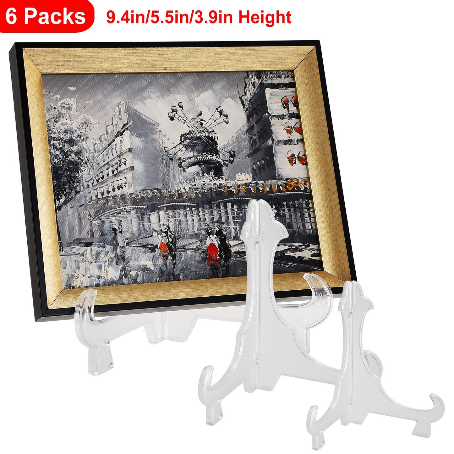 Display Easel Stand Set - 6 Pack (3 Sizes) for Plates & Photos