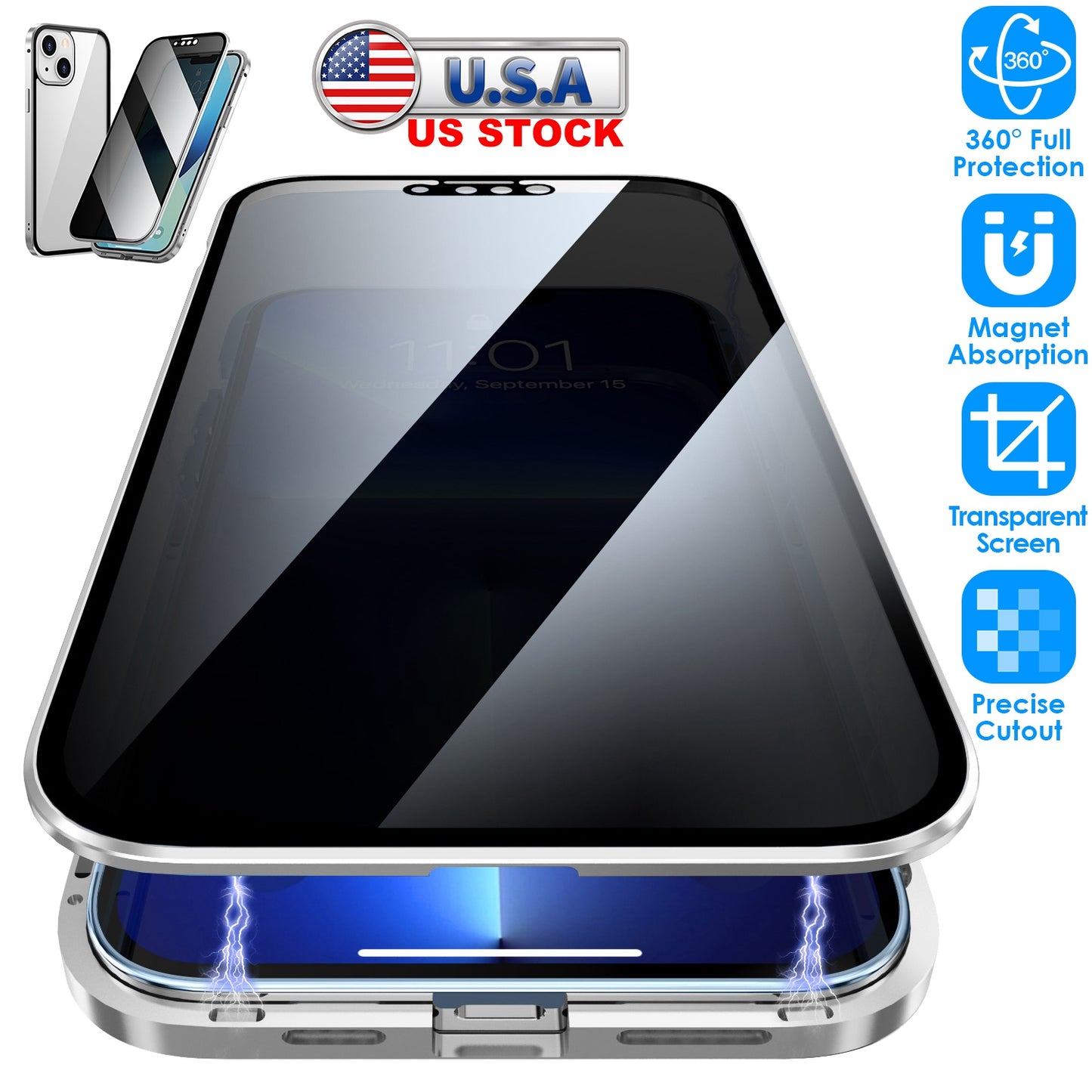 Privacy Magnetic Phone Case with Anti-Spy Screen Protection