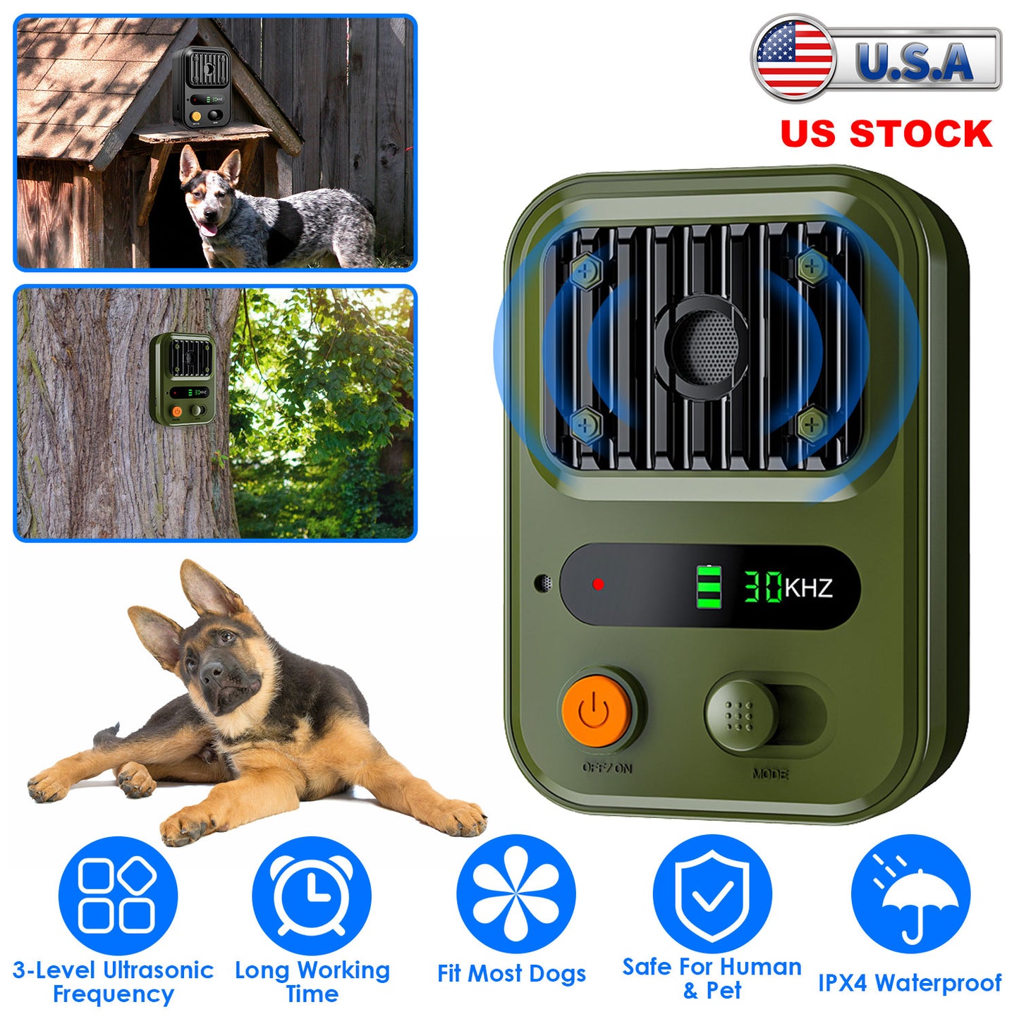 Ultrasonic Dog Bark Control Device with 3 Frequency Levels
