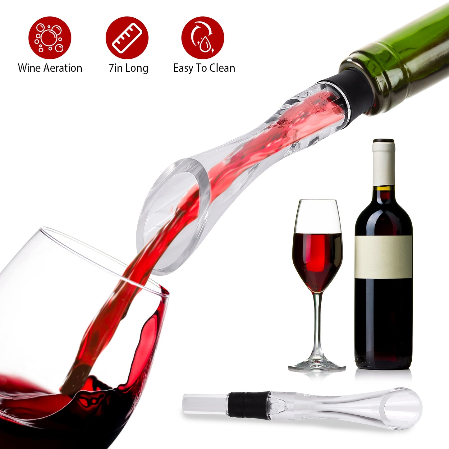 Wine Aerator Pourer with Drip Stopper and Air Intake System