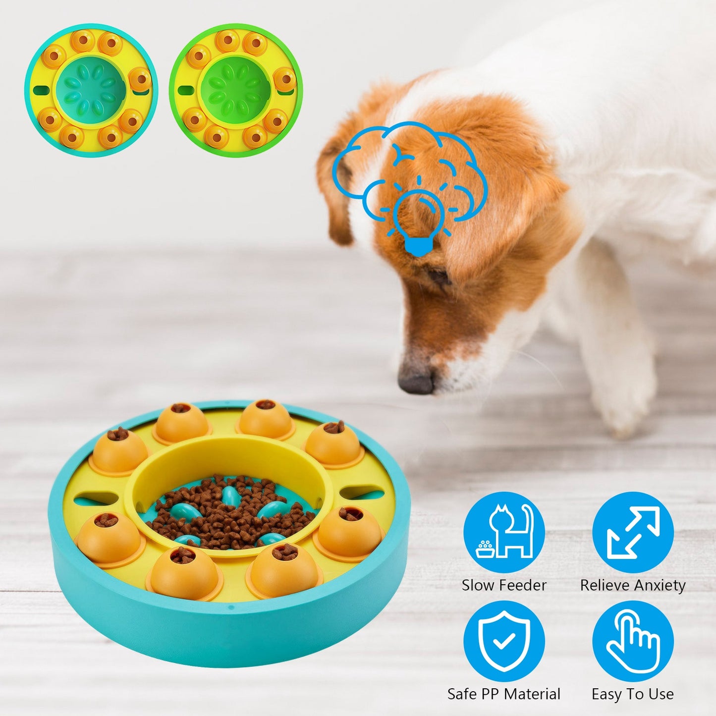 Dog Puzzle Feeder Slow Feed Bowl with Rotating Granaries