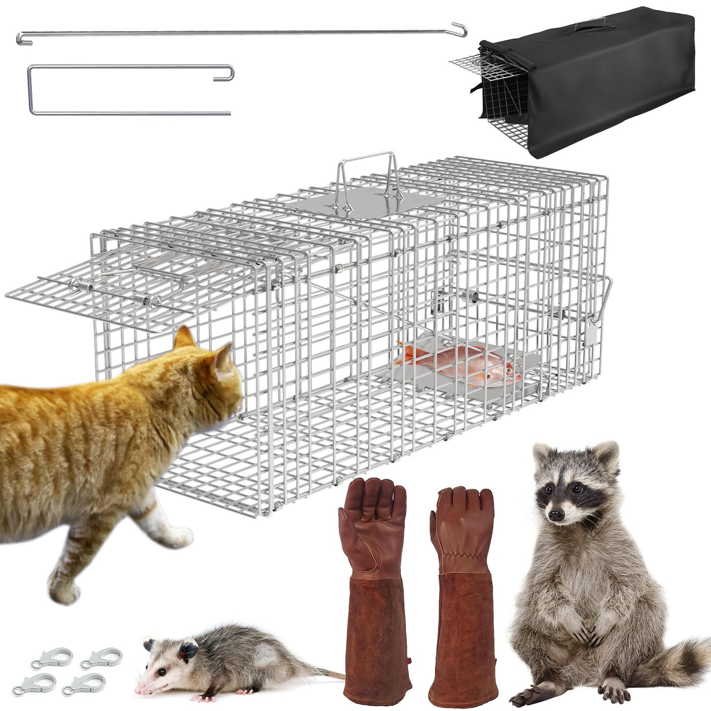 Humane Live Animal Trap Cage with Waterproof Cover - 30.5"