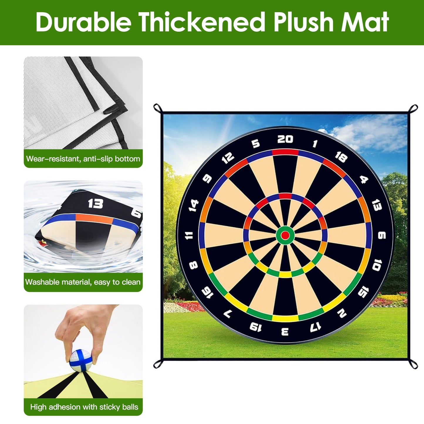 Golf Chipping Dart Game Mat Set with 20 Sticky Balls