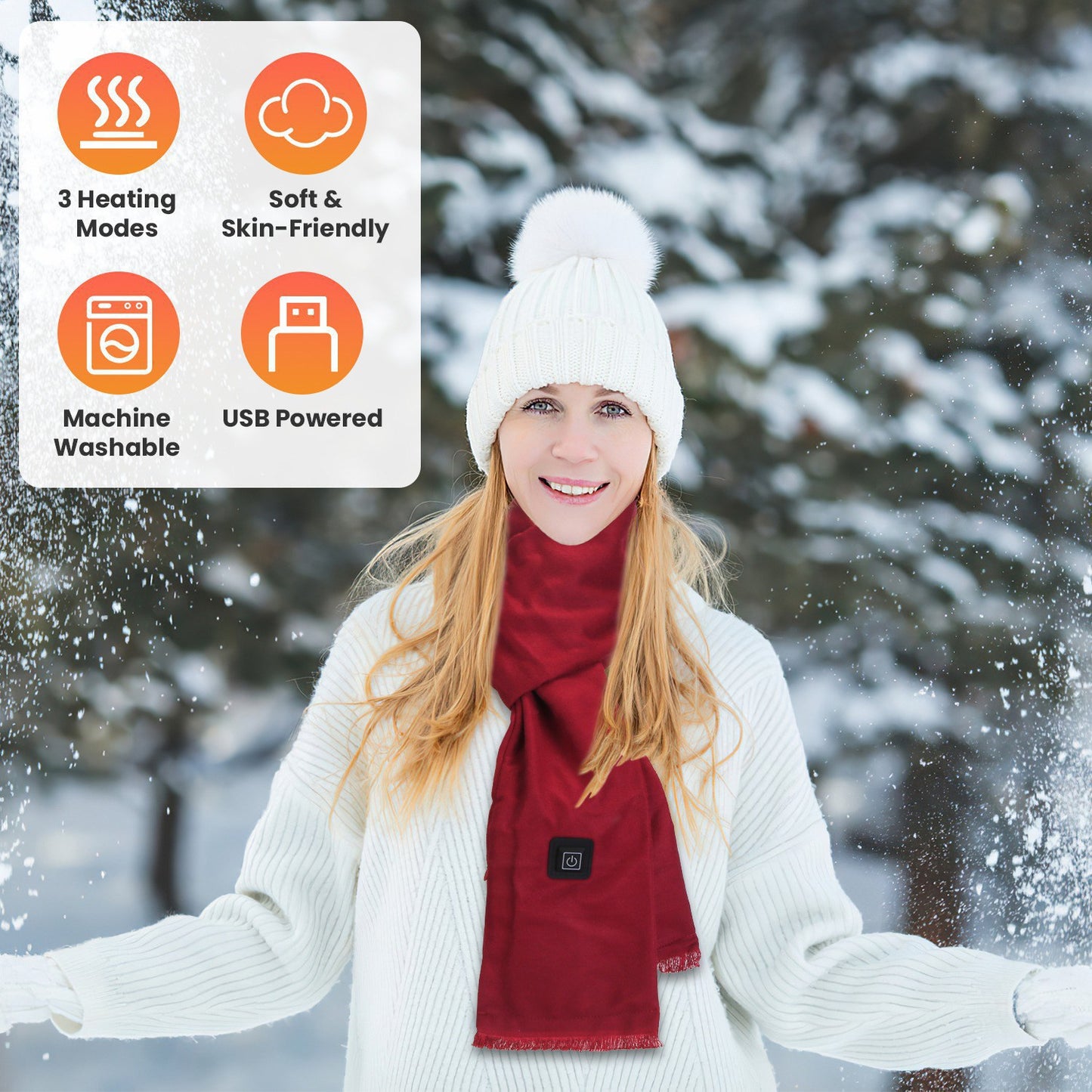 USB Heated Winter Scarf with 3 Temperature Settings