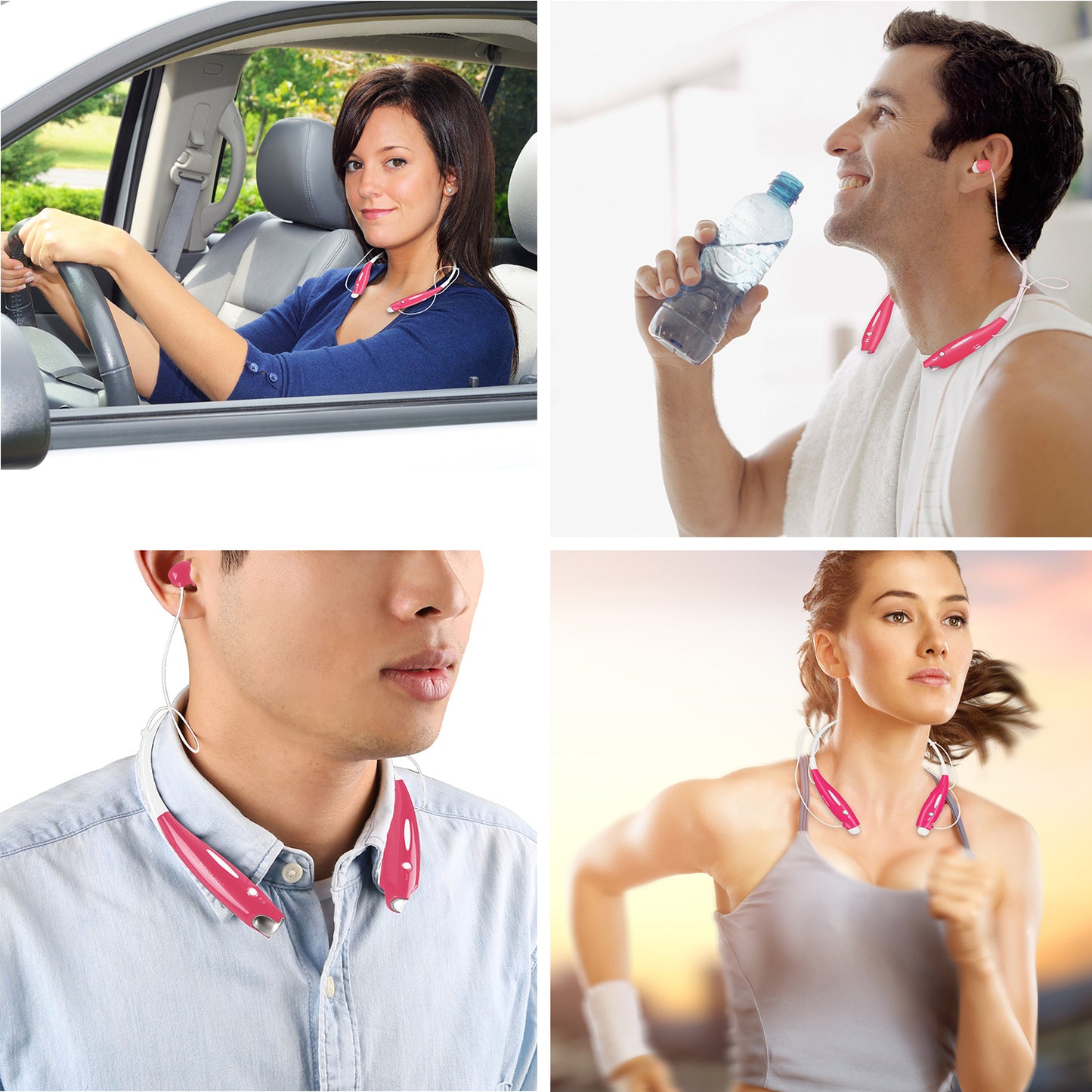 Wireless Sports Neckband Headphones with Magnetic Earbuds