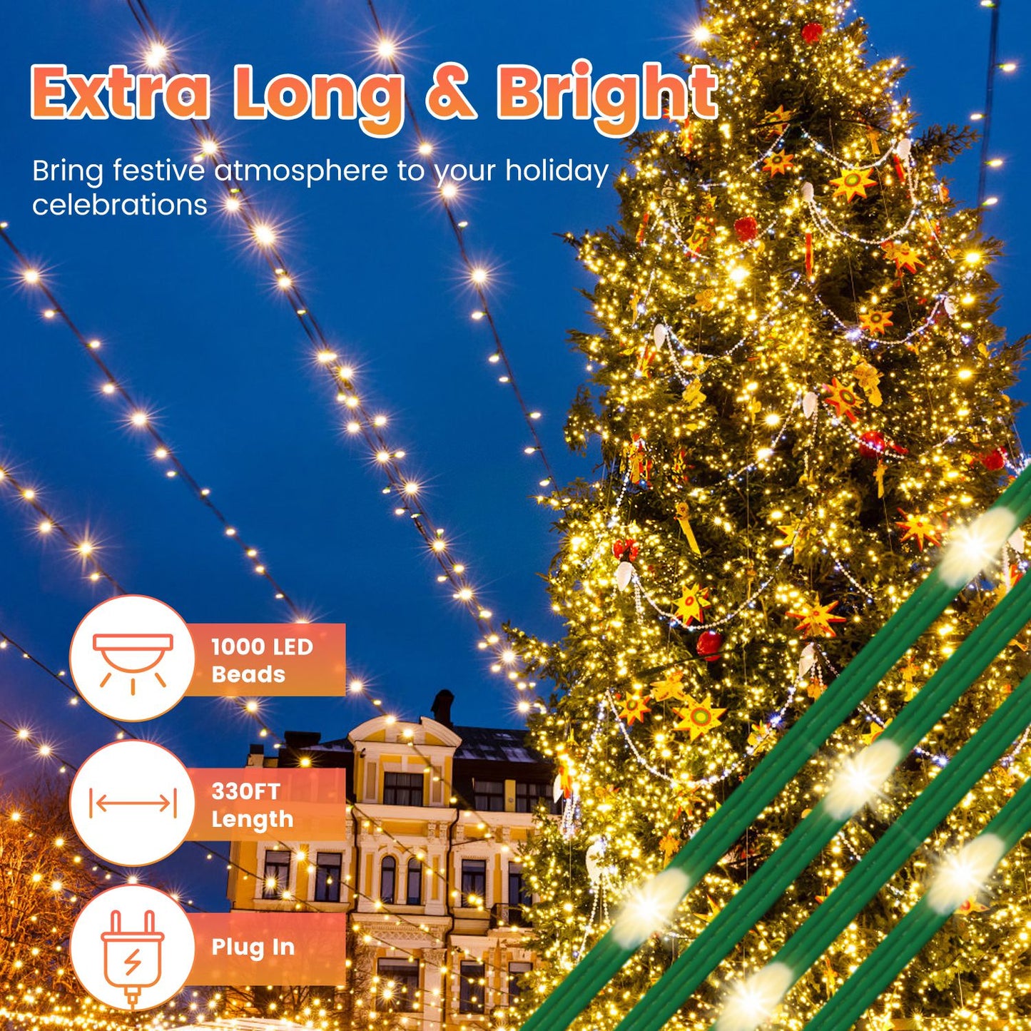 330FT 1000 LED String Lights with Remote & Timer