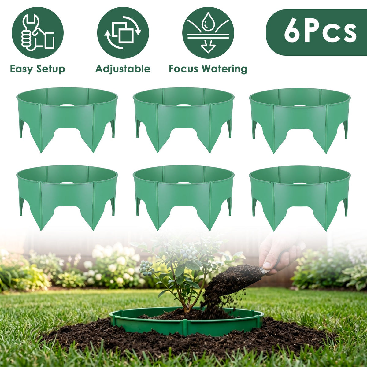 Adjustable Plant Grow Rings 10in with Hand Shovel - 12 Pack