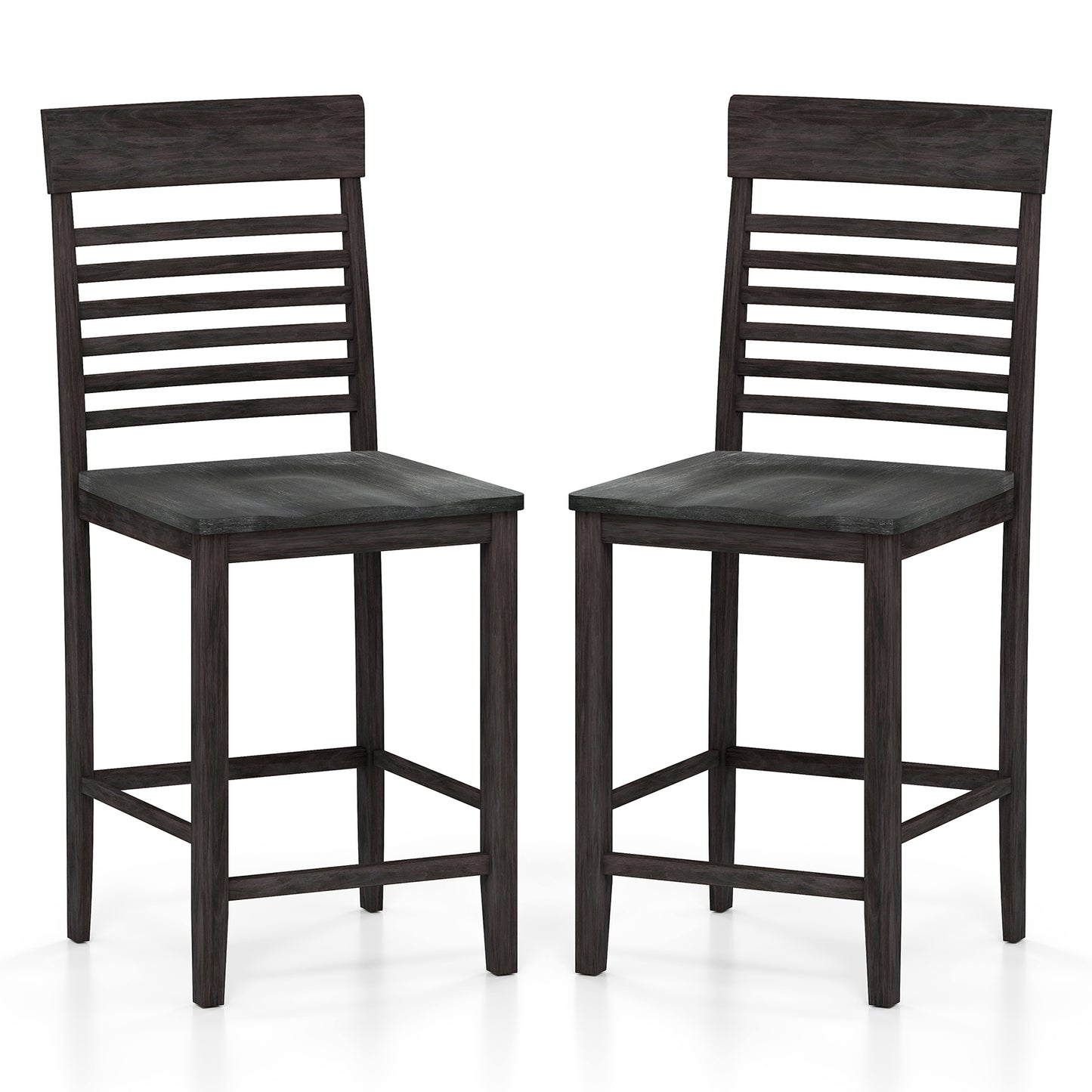 Dining Chairs Set of 2 with Footrests and Wood Frame