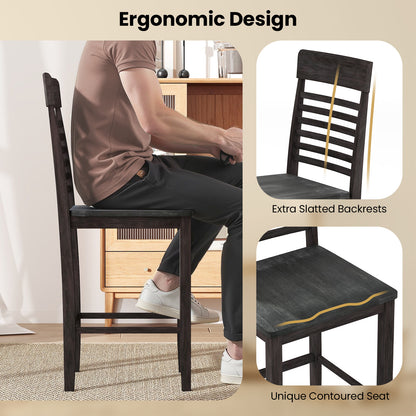 Dining Chairs Set of 2 with Footrests and Wood Frame