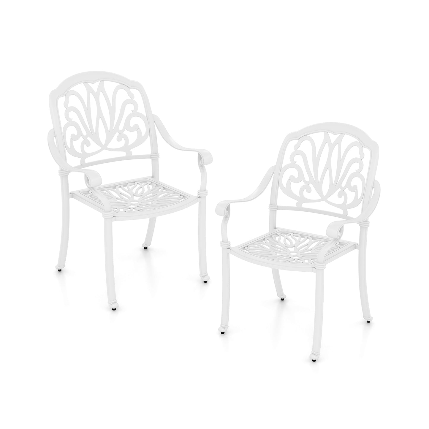 Cast Aluminum Patio Dining Chairs with Armrests - Set of 2