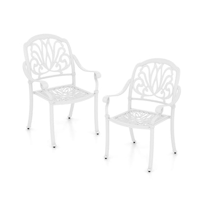 Cast Aluminum Patio Dining Chairs with Armrests - Set of 2