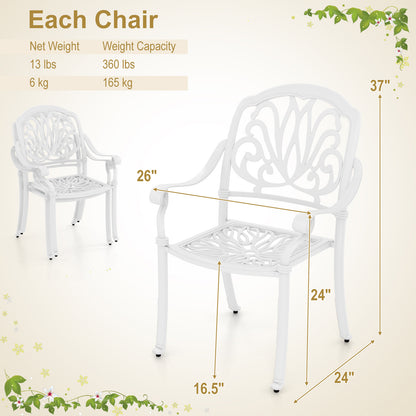 Cast Aluminum Patio Dining Chairs with Armrests - Set of 2