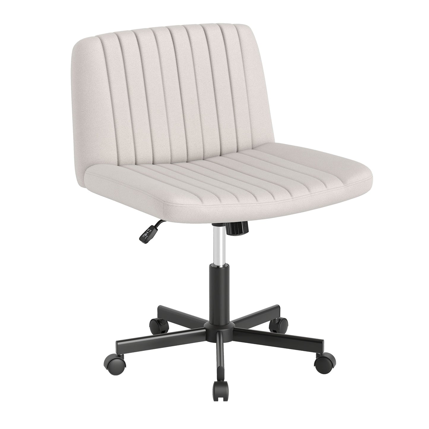 Cross-Legged Swivel Desk Chair with Wheels and Wide Seat