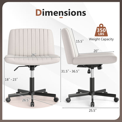 Cross-Legged Swivel Desk Chair with Wheels and Wide Seat