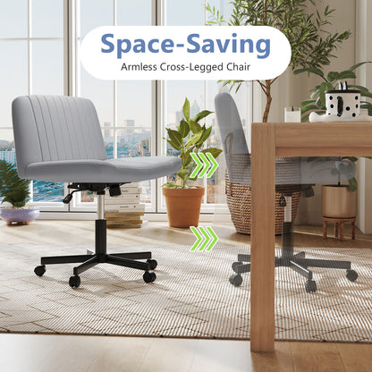 Cross-Legged Swivel Desk Chair with Wheels and Wide Seat