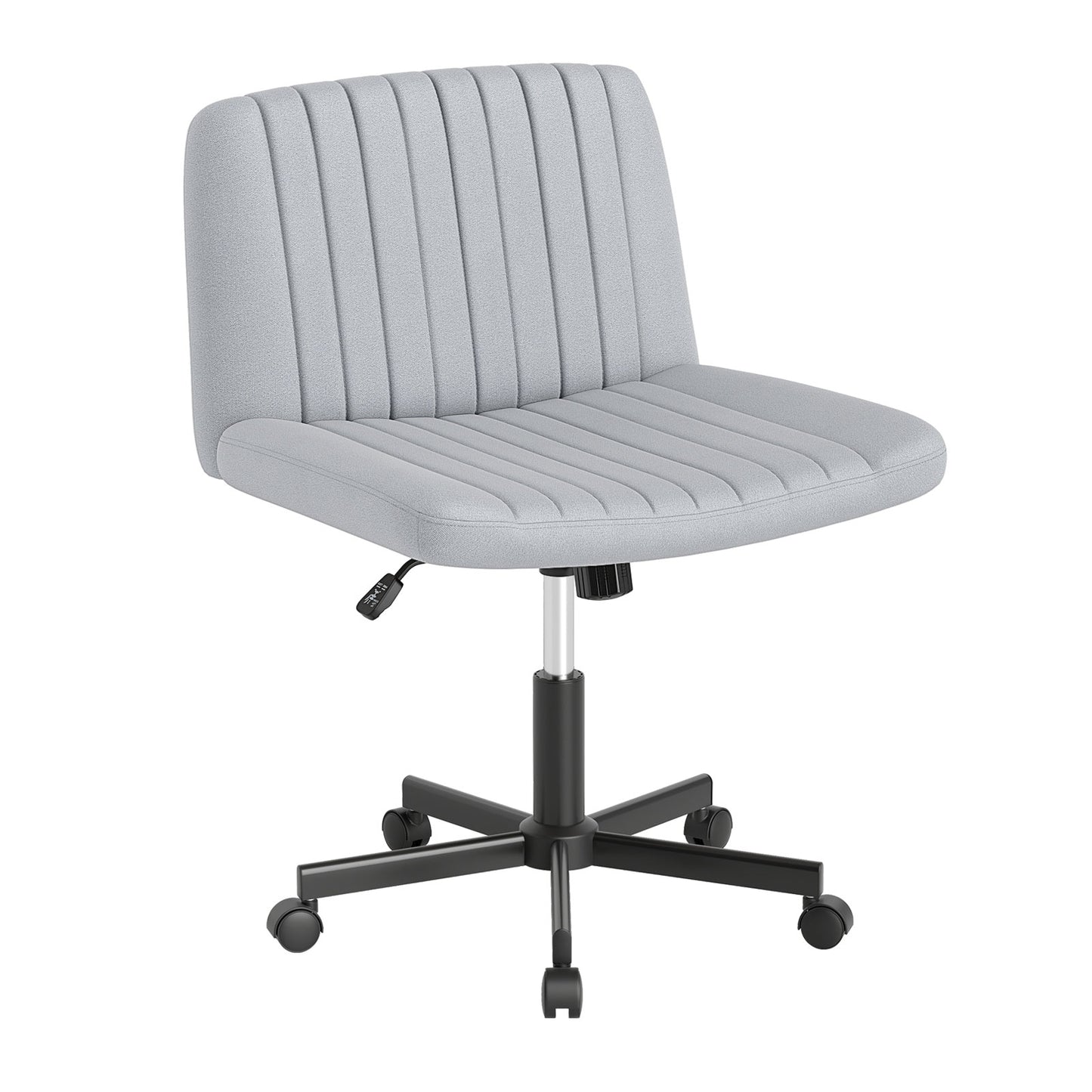 Cross-Legged Swivel Desk Chair with Wheels and Wide Seat