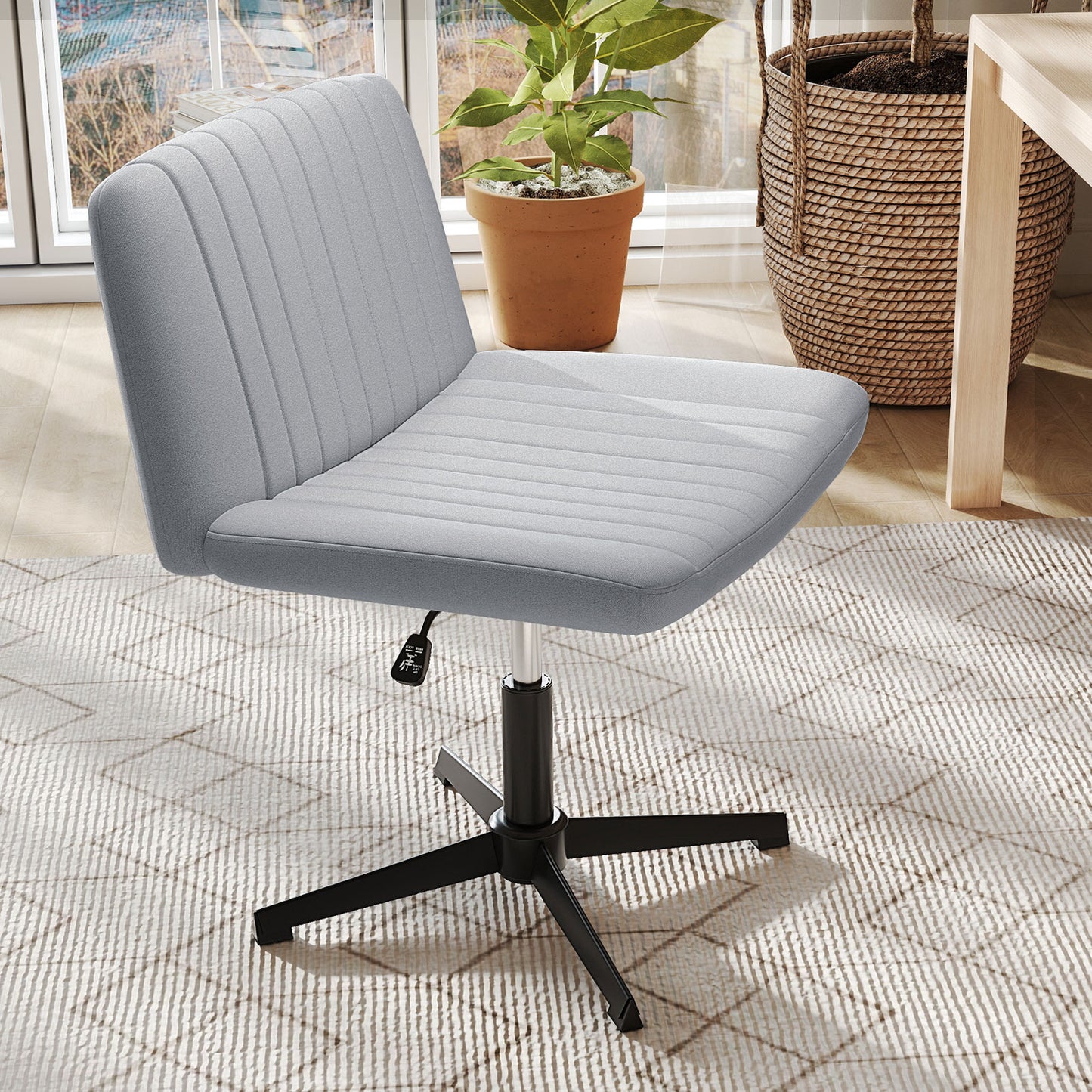 Cross-Legged Swivel Desk Chair Without Wheels - Gray