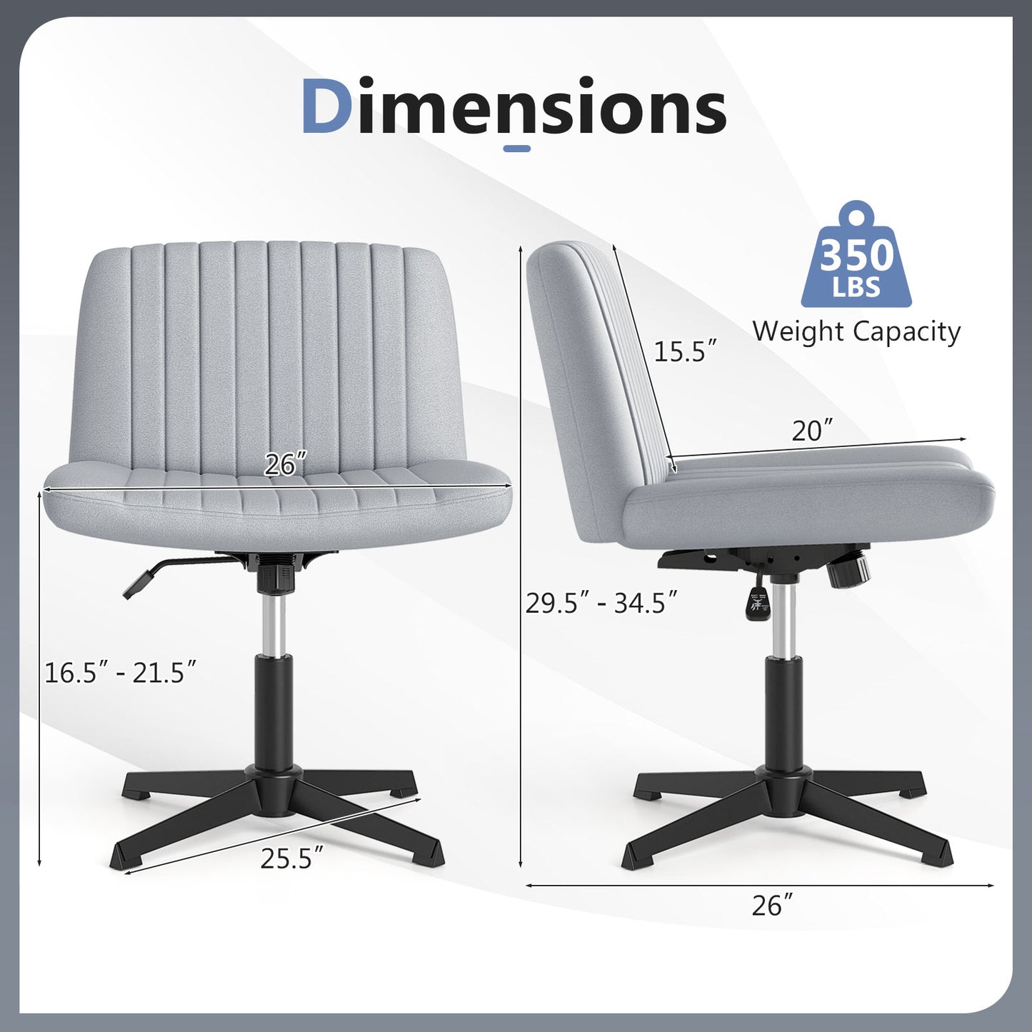 Cross-Legged Swivel Desk Chair Without Wheels - Gray