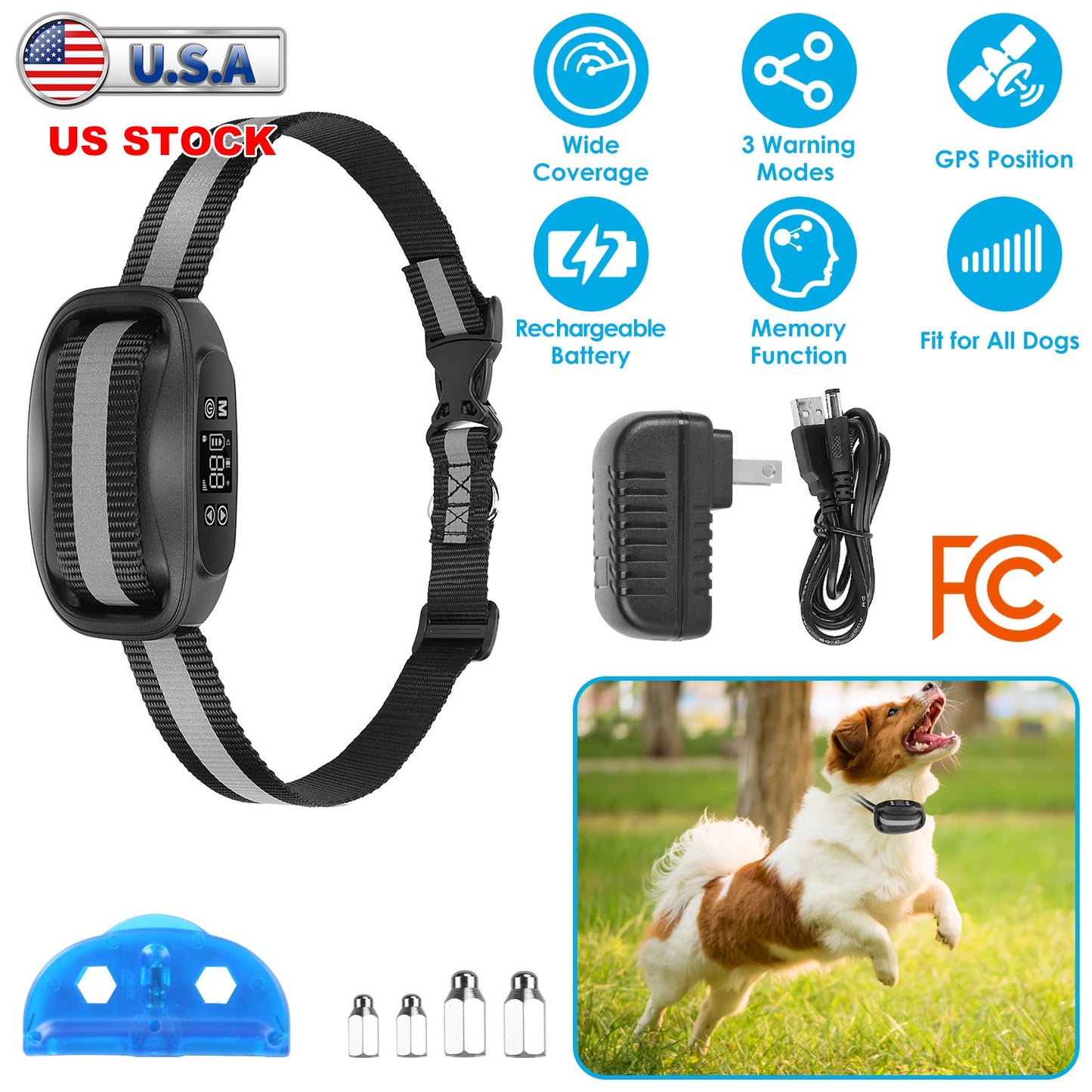 GPS Wireless Dog Fence with Rechargeable Collar & IPX7 Waterproof