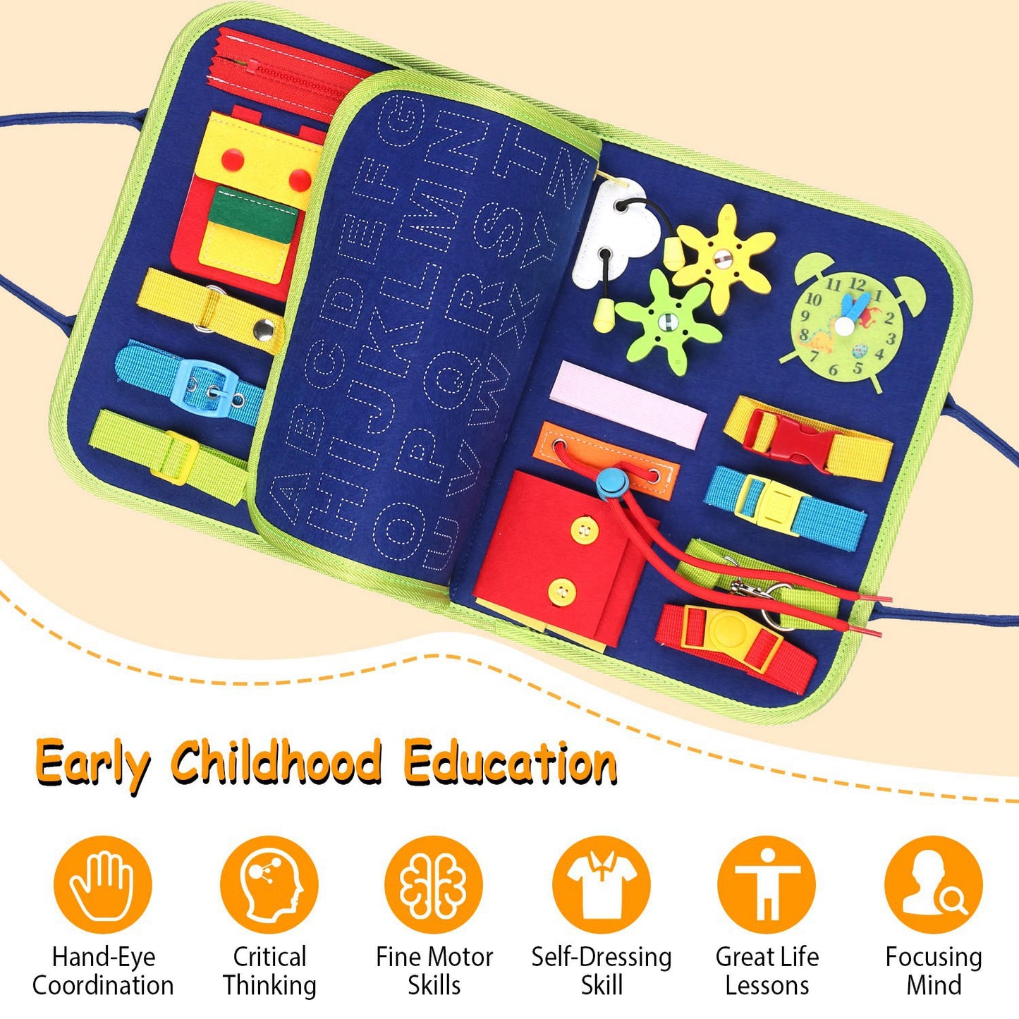 Busy Board Sensory Activity Toy for Toddlers Ages 1-6
