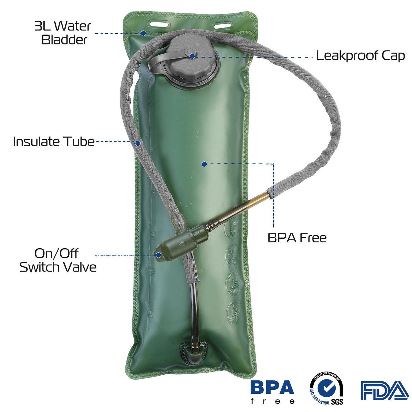 Tactical Hydration Pack with 3L Water Bladder