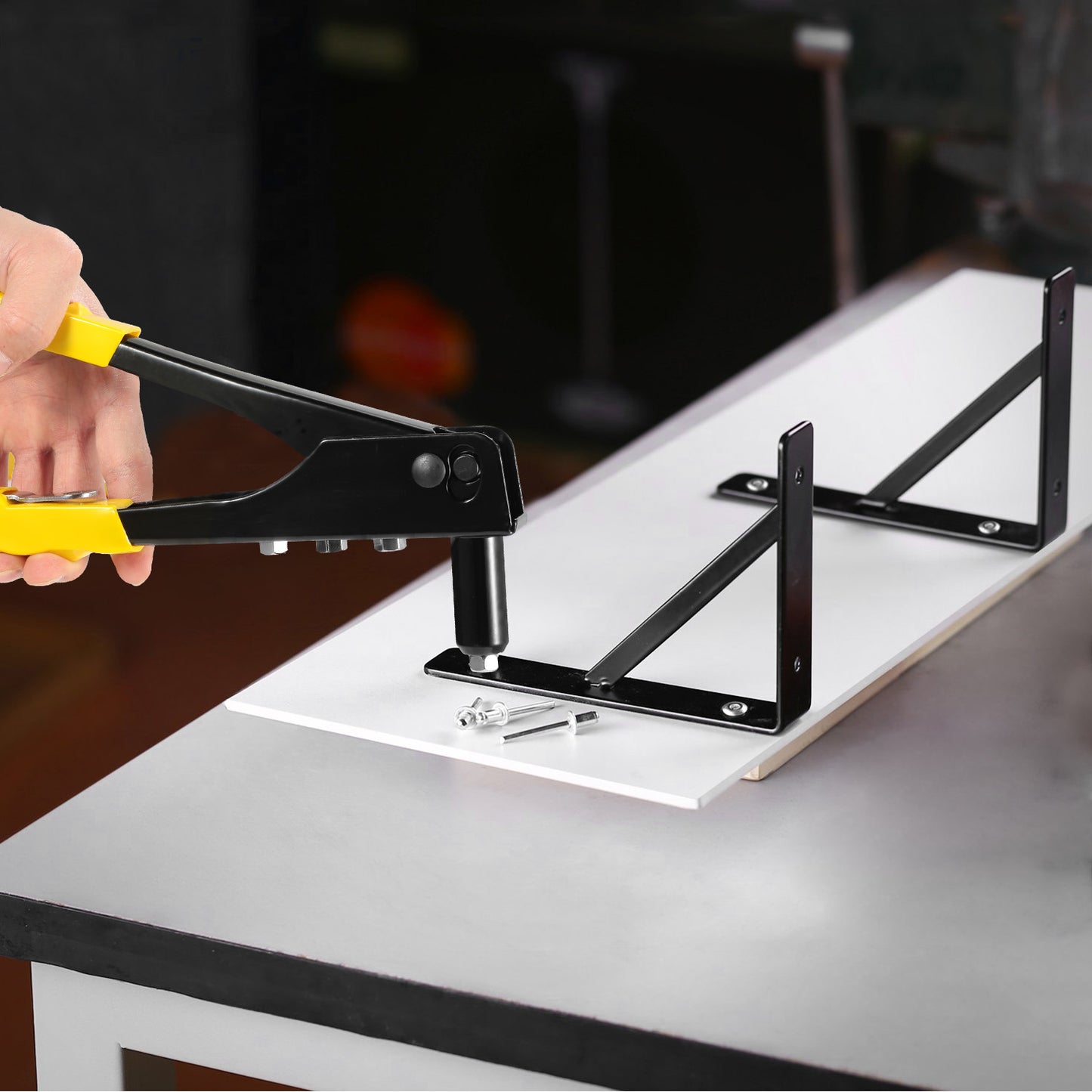 Heavy Duty Hand Riveter Gun with 4 Nozzles and Wrench