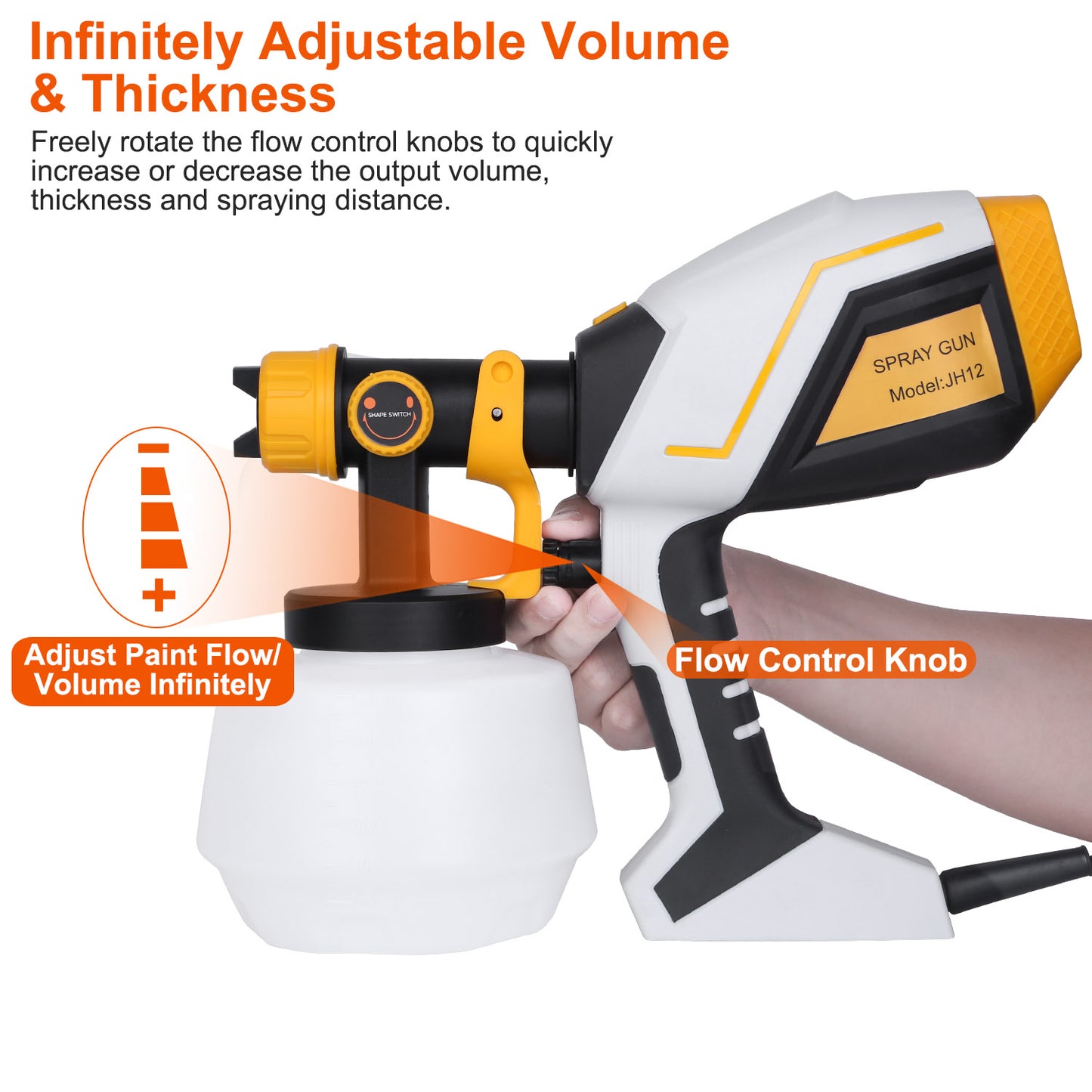 Electric Paint Sprayer 550W HVLP Gun with 1200ml Container