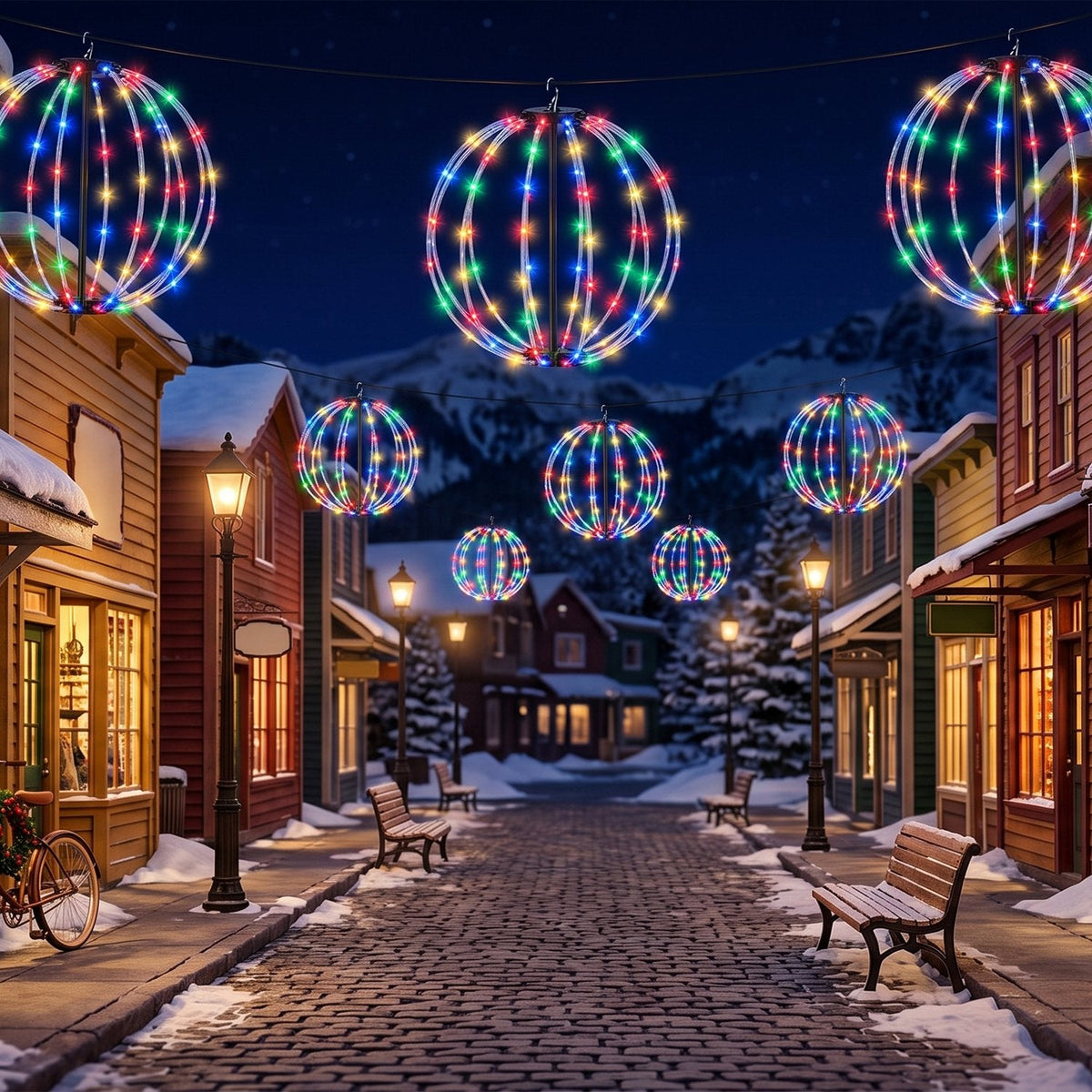 RGB LED Christmas Sphere Lights 2-Pack with Remote Control