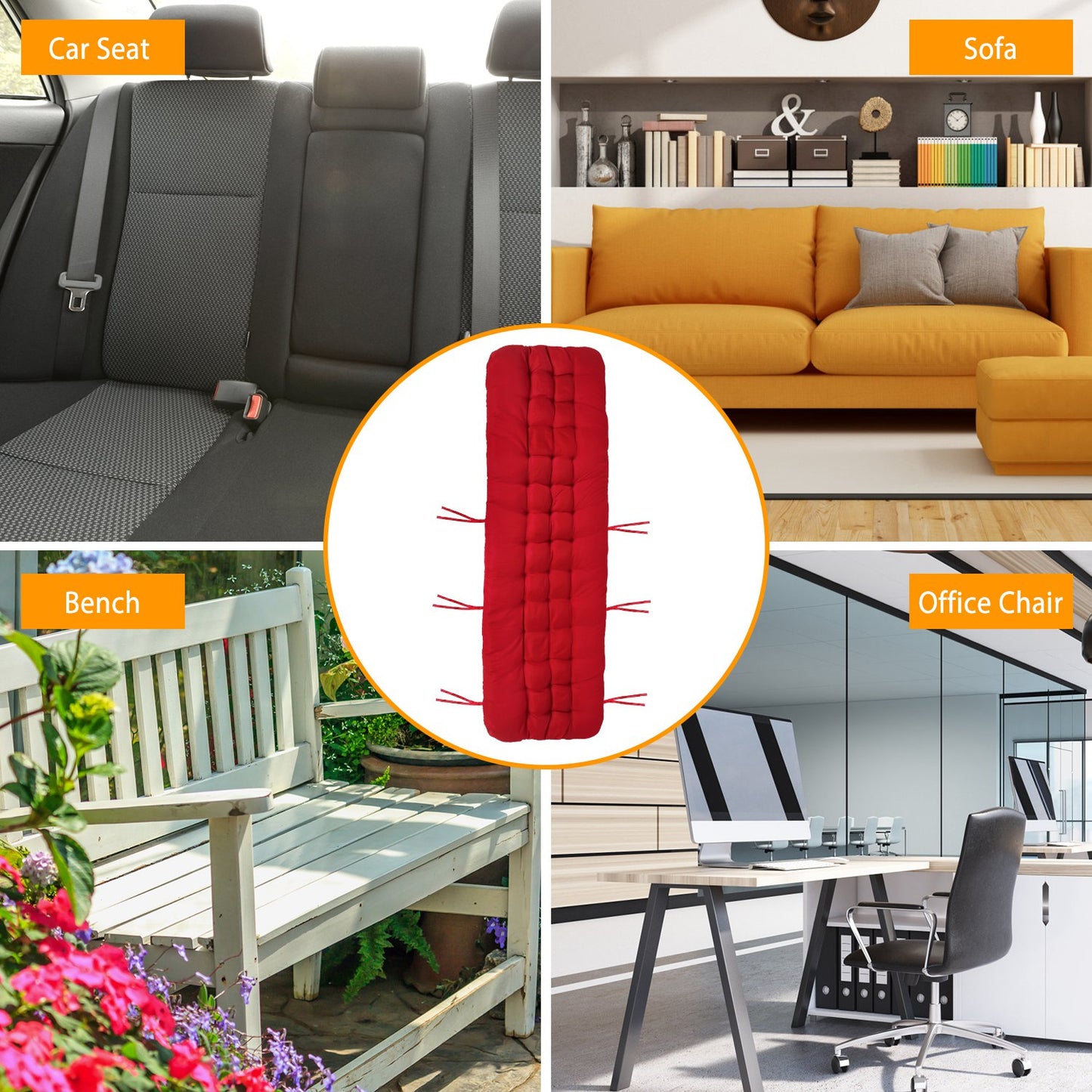 Chaise Lounger Cushion 67x22in with Secure Straps
