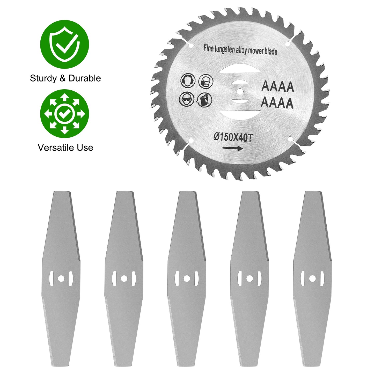 Weed Trimmer Blade Set - 6 Piece High Carbon Steel Attachment