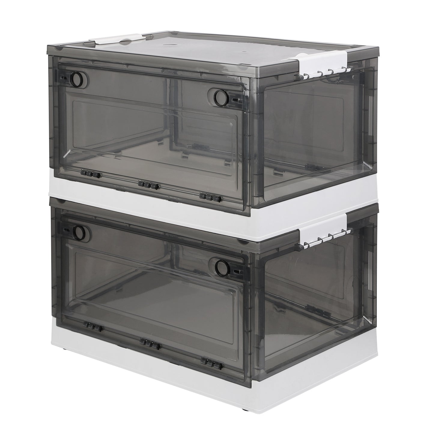 Foldable Storage Bins with Wheels - 2 Pack Stackable Organizer